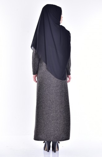 Abaya with Zipper 1491-03 Brown 1491-03