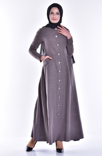 Brown Hijab Dress 7144-07