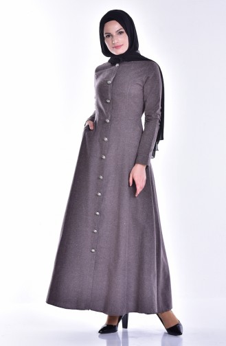 Brown Hijab Dress 7144-07