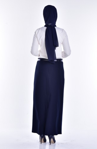 Arched Pencil Skirt 1580-02 Navy Blue 1580-02