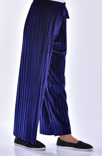 Pleated Velvet Trousers 2501-04 Navy Blue 2501-04