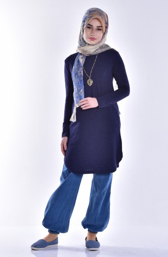 Tunic with Necklace 1352-04 Navy Blue 1352-04