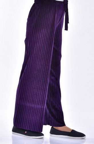 Pleated Velvet Trousers 2501-02 Purple 2501-02