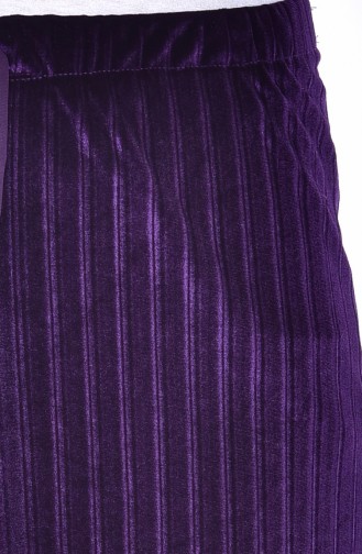 Pleated Velvet Trousers 2501-02 Purple 2501-02