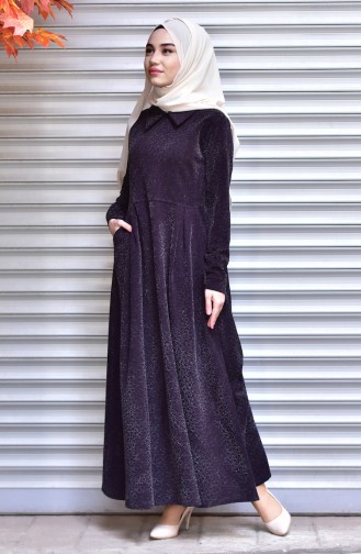 Glittered Dress with Pockets 1127A-01 Purple 1127A-01