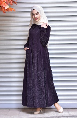 Glittered Dress with Pockets 1127A-01 Purple 1127A-01