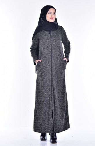 Abaya with Zipper 1491-02 Black 1491-02