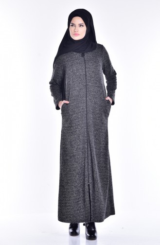 Abaya with Zipper 1491-02 Black 1491-02