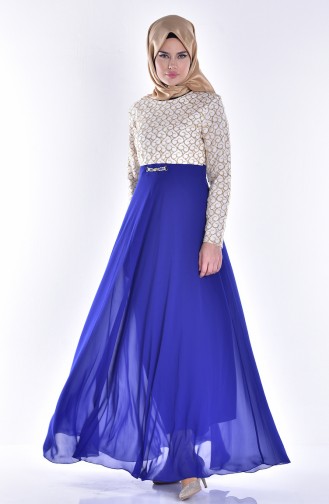 Saxe Hijab Evening Dress 6316-04