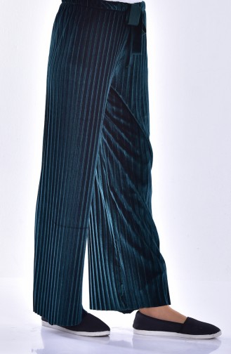 Pleated Velvet Trousers 2501-05 Emerald Green 2501-05