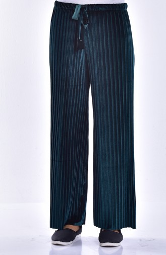 Pleated Velvet Trousers 2501-05 Emerald Green 2501-05