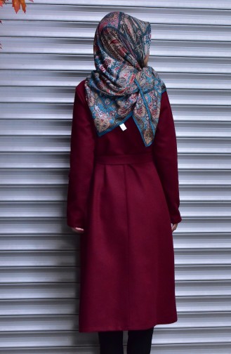 Cache Coat with Belt 1008-01 Claret Red 1008-02