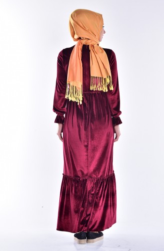 Claret Red Hijab Evening Dress 0574-03