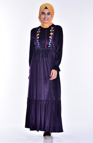 Purple Hijab Evening Dress 0574-05