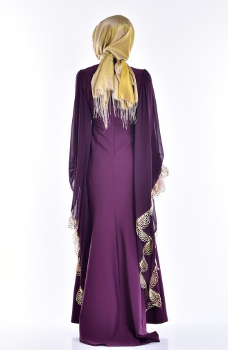 Plum Hijab Evening Dress 2030-03