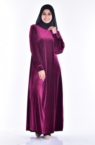 Straight Velvet Dress 1875-03 Maroon 1875-03