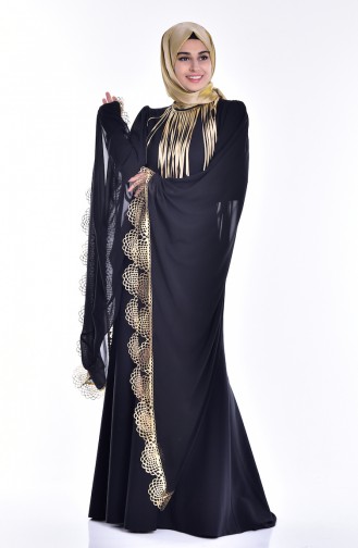 Black Hijab Evening Dress 2030-04
