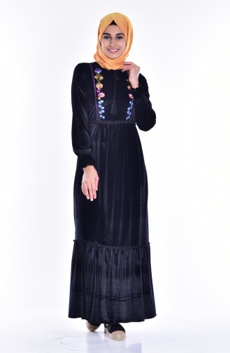 Black Hijab Evening Dress 0574-01