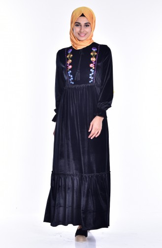 Black Hijab Evening Dress 0574-01