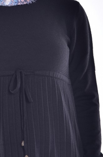 Beli Bağcıklı Triko Tunik 3160-01 Siyah