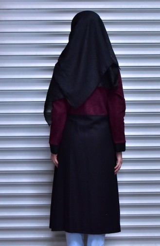 Buttoned Garnished Cape 4538-03 Claret Red 4538-03
