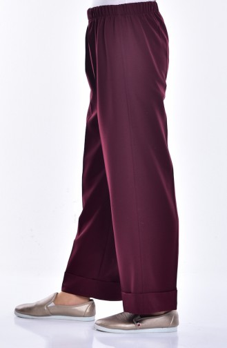 Elastic Waist Wide Leg Trousers 3087-11 Claret Red 3087-11