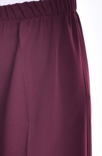 Elastic Waist Wide Leg Trousers 3087-11 Claret Red 3087-11