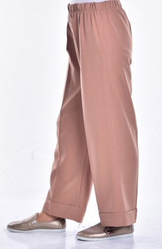 Elastic Waist Wide Leg Pants 3087-12 Dried Rose 3087-12