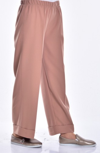 Elastic Waist Wide Leg Pants 3087-12 Dried Rose 3087-12