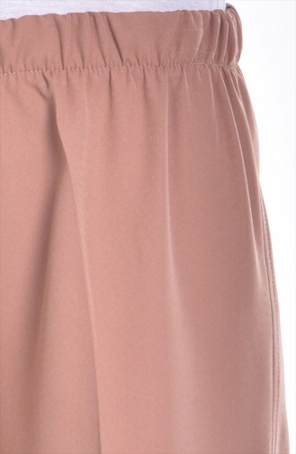 Elastic Waist Wide Leg Pants 3087-12 Dried Rose 3087-12