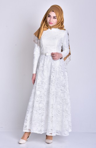 Ecru Hijab Dress 3161-05