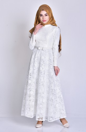 Lace Coated Arched Dress 3161-05 Ecru 3161-05