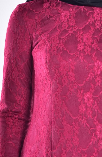 Fuchsia Hijab Evening Dress 83016-02