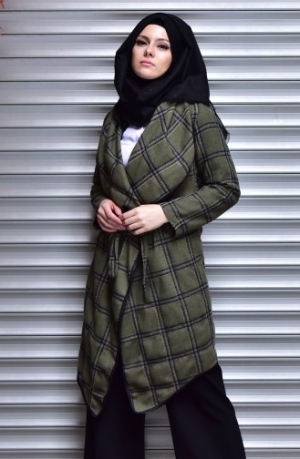 Cape a Motif Carreaux 7014-03 Vert Khaki 7014-03