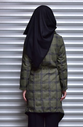 Cape a Motif Carreaux 7014-03 Vert Khaki 7014-03