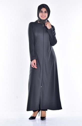 Abaya mit Reißverschluss 3035-14 Dunkel Khaki Grün 3035-14