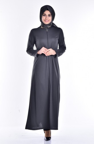 Abaya mit Reißverschluss 3035-14 Dunkel Khaki Grün 3035-14