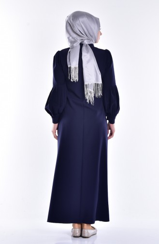 Navy Blue Hijab Dress 80027-03