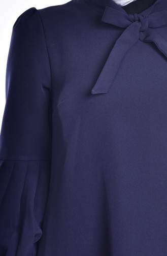 Navy Blue Hijab Dress 80027-03