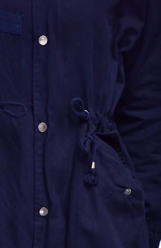 Besticktes Jacke mit Reißverschluss 4513-01 Dunkelblau 4513-01