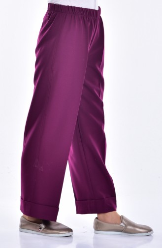 Pantalon Large Taille élastique 3087-10 Plum 3087-10