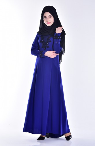 Robe de Soirée a Dentelle 0548-01 Bleu Roi 0548-01