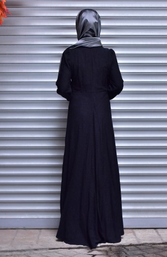 İnci Detaylı Elbise 30354-01 Siyah