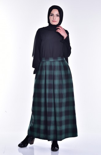 Checkered Decorated Skirt 1142-02 Green 1142-02