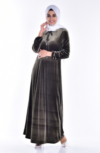 Kadife Elbise 1470-07 Haki Yeşil