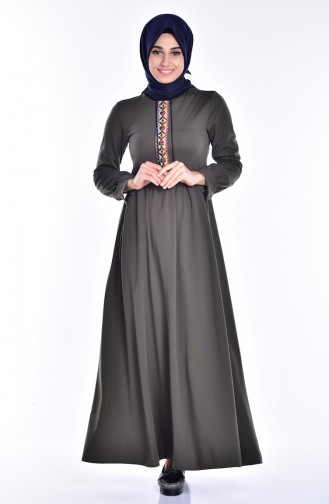 Decorated Dress 5076-06 Khaki 5076-06