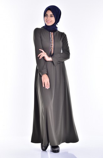 Khaki Hijab Kleider 5076-06