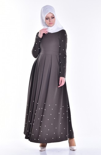 Khaki Hijab Dress 1900-04