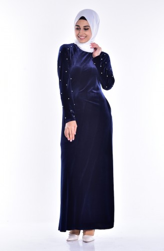 Navy Blue İslamitische Jurk 1498-04