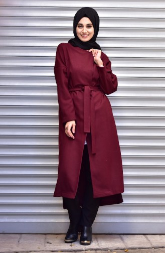 SUKRAN Belted Cape 35799-02 Claret Red 35799-02